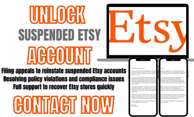 Gig Preview - Reinstate suspended etsy shop unlock restricted etsy shop solve etsy shop case