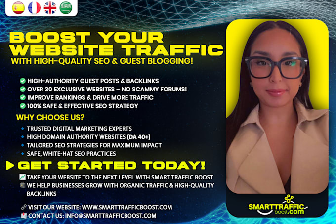 Gig Preview - Boost your website traffic with high quality SEO english, francais, español