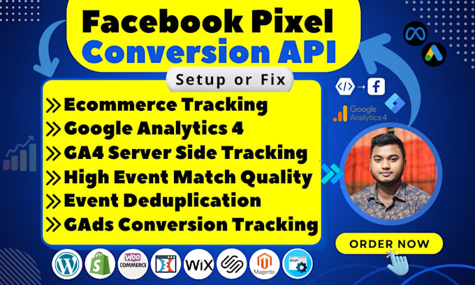 Bestseller - setup or fix facebook pixel conversion API ga4 server side ecommerce tracking