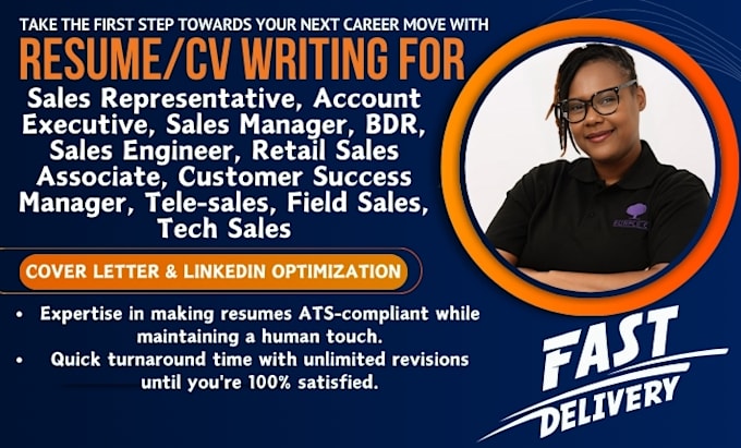 Gig Preview - Write ats resume and cover letter for sales reps managers, marketing ads agent