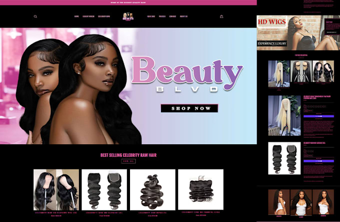 Gig Preview - Design hair extension website hair extension hair extension store hair extension