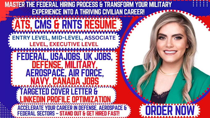 Gig Preview - Write federal, USA job, military, aerospace, navy, air force and defense resume