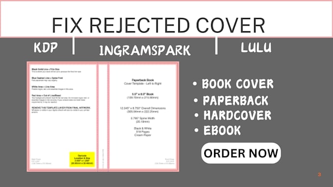 Gig Preview - Design book cover fix, edit, resize, format rejected book cover for KDP