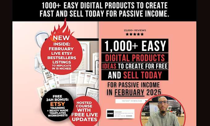 Gig Preview - Provide 1000 digital product ideas to create sell for passive incom