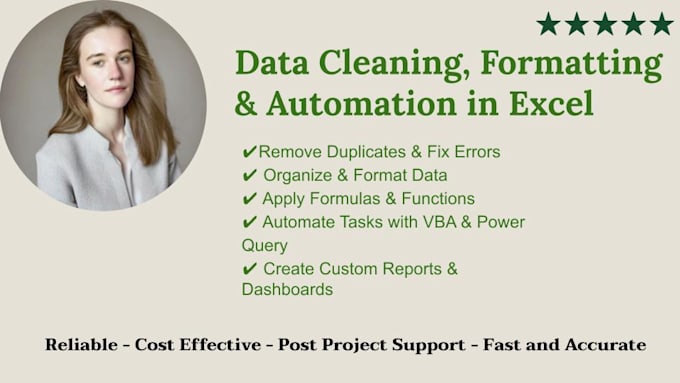 Gig Preview - Clean, organize, and format your excel data efficiently