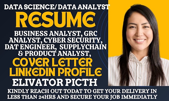 Gig Preview - Write data science, data analysis, grc, business analyst, cybersecurity resume