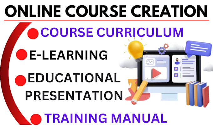 Gig Preview - Create online course content curriculum elearning educational presentation