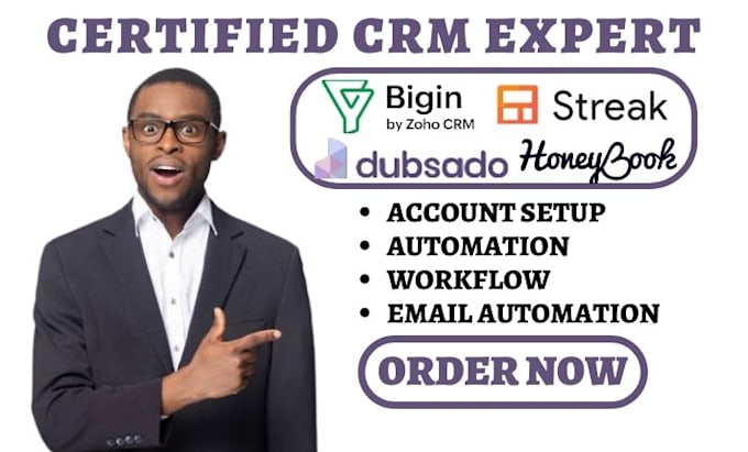 Gig Preview - Do zoho bigin streak crm insightly 17hats freshsales workflow honeybook dubsado