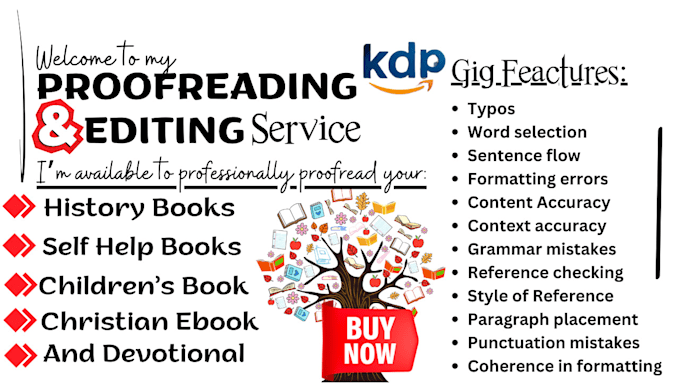 Gig Preview - Edit and proofread self help ebook, christian book, fiction book for amazon KDP