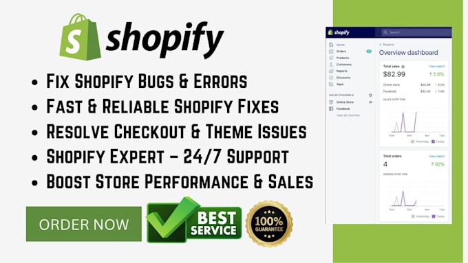 Gig Preview - Fix shopify bugs, errors and issues fast for a smooth store experience