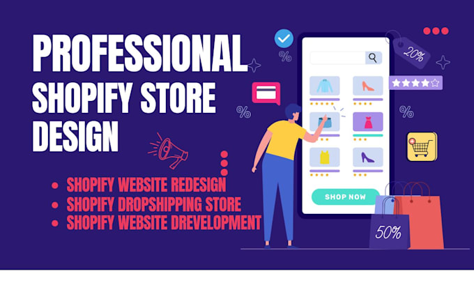 Gig Preview - Design shopify store shopify website redesign shopify dropshipping store