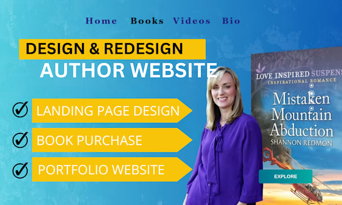 Gig Preview - Design book author website, ebook website business website portfolio website wix