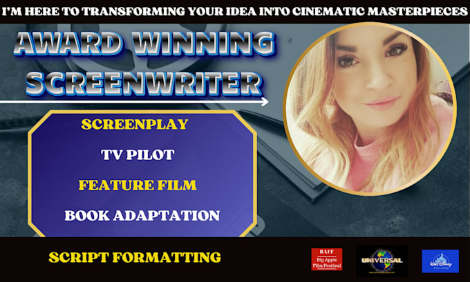 Gig Preview - Write industry format screenplay, feature film script, movie script writing film