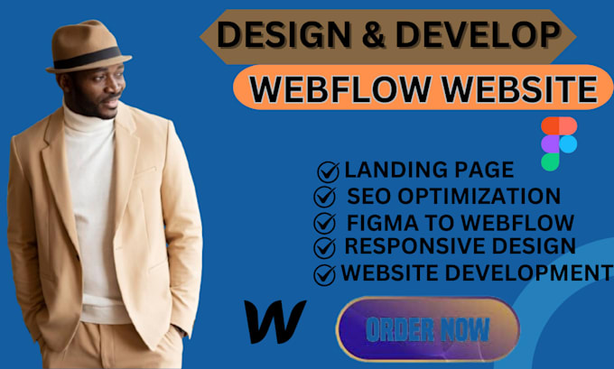 Gig Preview - Develop webflow website,design figma to webflow,xd to webflow landing page