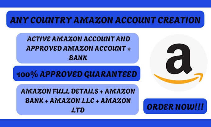 Gig Preview - Create an approved amazon seller account, amazon bank setup, amazon llc