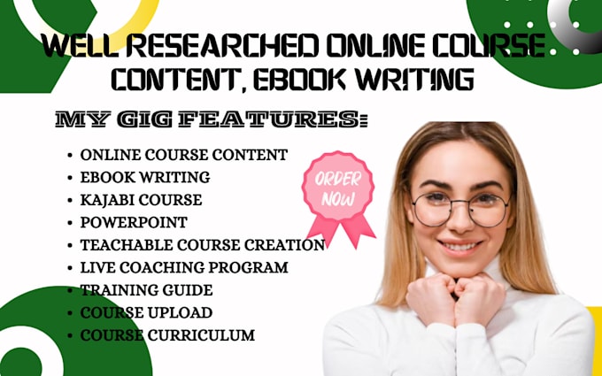 Gig Preview - Create in depth online course, course curriculum, ebook online course, thinkific