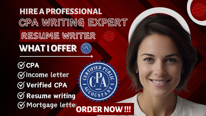 Gig Preview - Review your CPA letter and write a verified CPA letter, income letter, resume