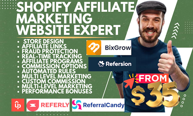 Gig Preview - Setup shopify affiliate marketing via uppromote bixgrow referral candy referly