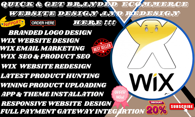 Gig Preview - Wix website design and redesign wix ecommerce website branding logo design