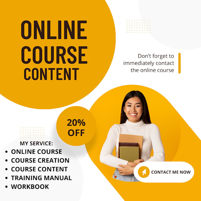 Gig Preview - Create online course content course creation training manual ebook and PPT slide