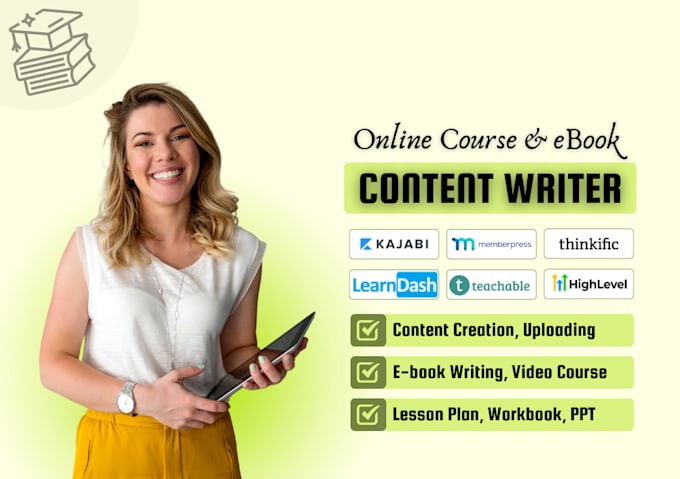 Gig Preview - Create online course ebook whiteboard video course curriculum and workbooks