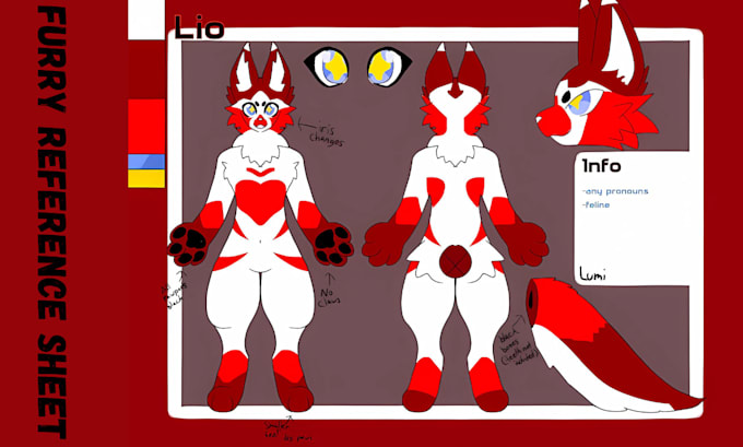 Gig Preview - Draw furry reference sheet character sheet anime reference sheet furry oc sheet