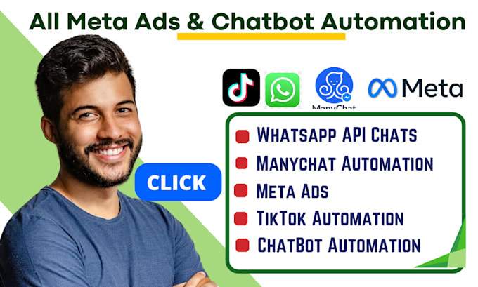 Gig Preview - Create meta ads marketing automation manychat or whatsapp business API chatbots