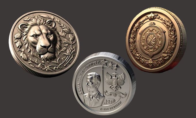 Gig Preview - Custom 3d coin model 3d medallion bas relief challenge coin for 3d printing