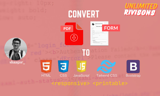 Gig Preview - Convert form or pdf to HTML responsive