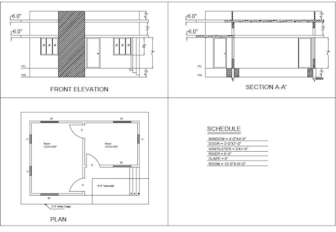 Gig Preview - Draw 2d architectural floor plans in autocad