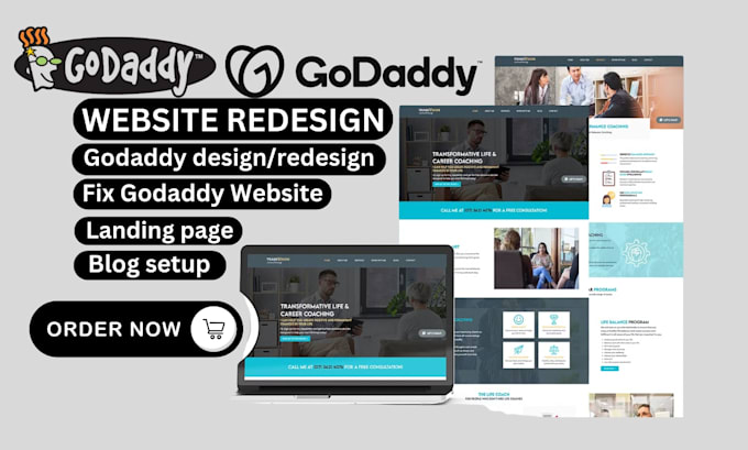 Gig Preview - Design godaddy website redesign godaddy website fix and update your website