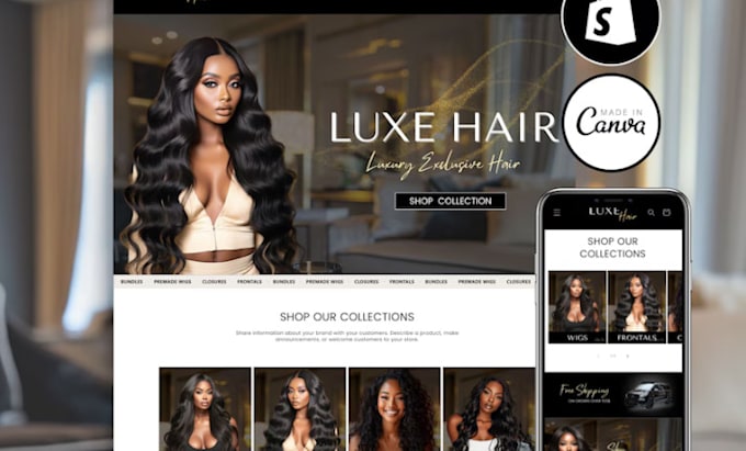 Gig Preview - Hair extension shopify store beauty website hair extension store hair website