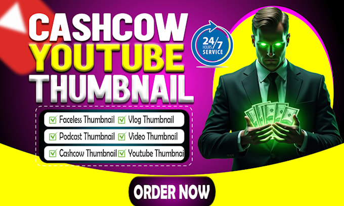 Gig Preview - Create eye catching cash cow, faceless, and youtube thumbnails for your videos