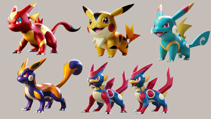 Gig Preview - Create custom cute pokemon character model, fakemon, funkos, anime, chibi art