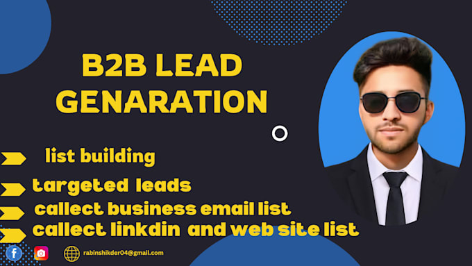 Gig Preview - Do b2b lead generation ,business email list and linkedin list