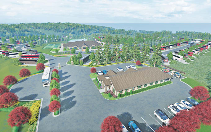 Gig Preview - Design rv park resort, campground, off road park design, full realistic render