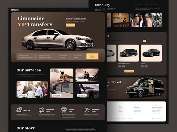 Gig Preview - Design attractive market leading chauffeur limousine taxi booking website