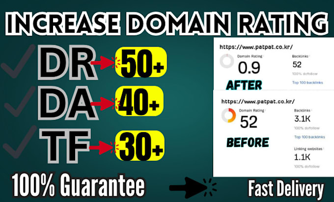 Gig Preview - Provide increase dr domain rating ahrefs DR domain authority