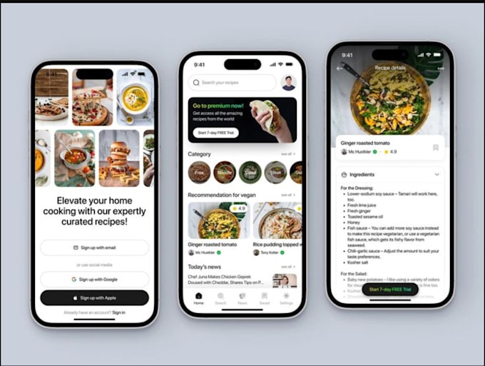 Gig Preview - Build ai recipe app, ai cooking app, ai restaurant app, ai food app, meal plan