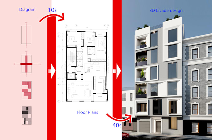 Gig Preview - Design from diagrams to plans, facade design and high quality renders