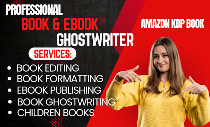 Gig Preview - Ghostwrite ebook, book writing, ebook ghostwriter, ebook writing KDP book writer