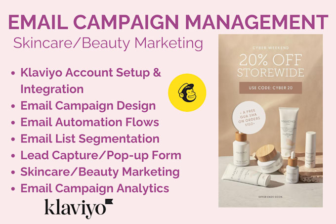 Gig Preview - Do klaviyo email campaigns beauty skincare marketing email campaign management