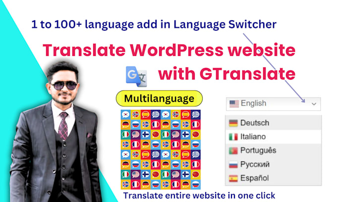 Gig Preview - Translate entire wordpress website in one click, multilanguage add