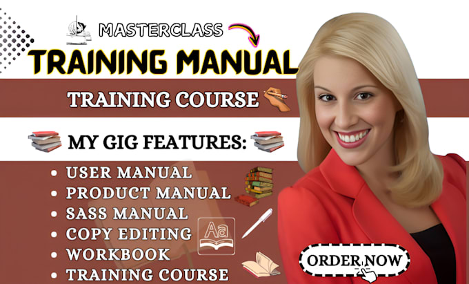 Gig Preview - Create training manual instruction manual user guide online course for business