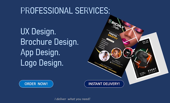 Gig Preview - App design brochure design logo design and ux design