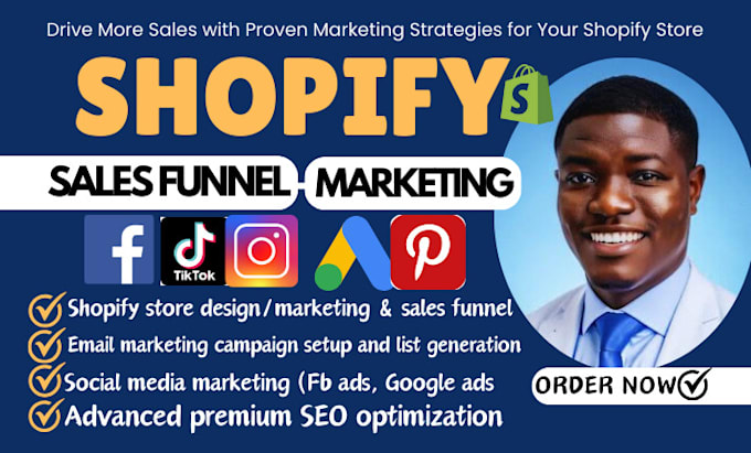 Gig Preview - Boost shopify marketing sales funnel, shopify dropshipping wix website promotion