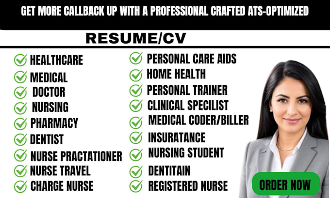 Gig Preview - Write social work, mental health, nursing, medical, pharmacy, healthcare resume