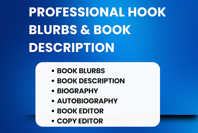 Bestseller - write book blurb for your novel or author bio