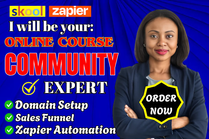 Gig Preview - Do skool community set up integrate zapier automation sales funnel