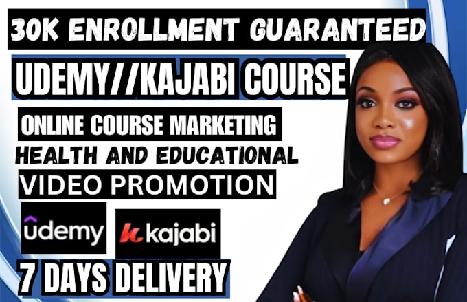 Bestseller - promote udemy kajabi online course for health and educational video marketing